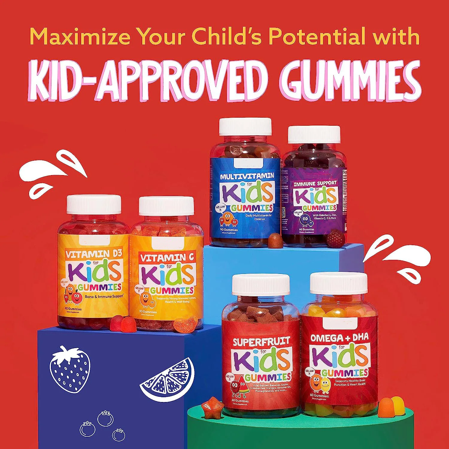 OEM 100% Pure Organic Kids Multivitamin DHA Omega 3 Gummies With Omega 6 9 For Supports Brain Joint Heart Eyes and Immune System