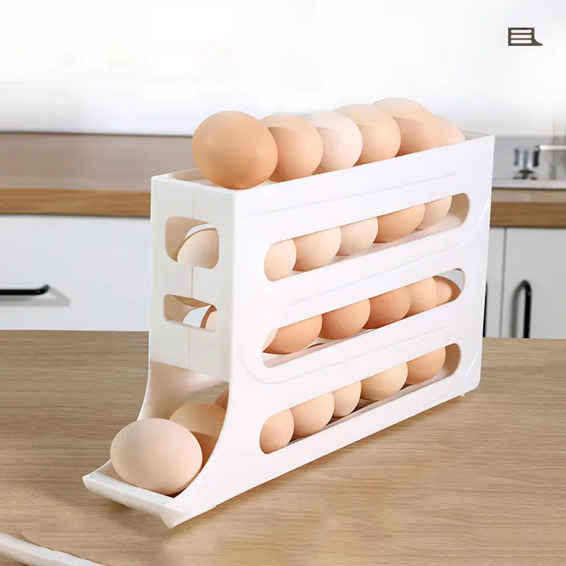 New Arrival 4-Layer Automatic 30 Rolling Egg Dispenser Egg Holder For Fridge