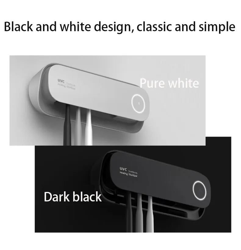 New Design Hot Sale Wall Mounted Intelligent Toothbrush Holder Sterilizer with 3000mAh Rechargeable Battery