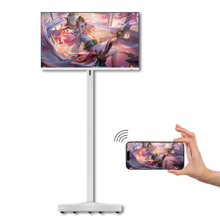 27 Inch Portable Built-In Battery all in one  lcd white floor standing For  Education Gaming relaxing Use
