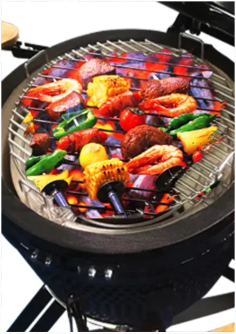 Commercial 22 Inch Large Ceramic BBQ Grill  Kamado Charcoal Barbecue Grill Black Kamado Ceramic Smoker Grill Outdoor Backyard