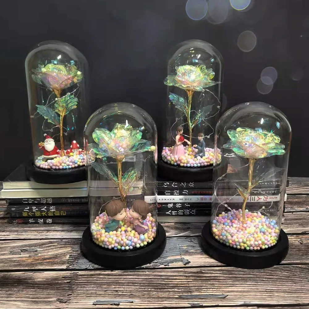 Искусственные подарки на день Святого Валентина, 24 К, Золотая Роза, сделано в Китае, подарок на день Святого Валентина, декоративные цветы, роза, светодиодная лампа