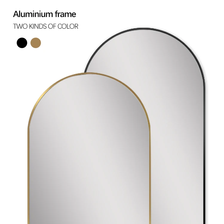 High quality gold and black metal framed large arch mirror full length decorative