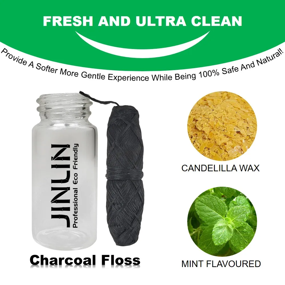 Eco Friendly Mint Corn Portable Box Dental-floss Silk Individual Wrapped Bamboo Charcoal Bottle Dental Floss For Oral Care