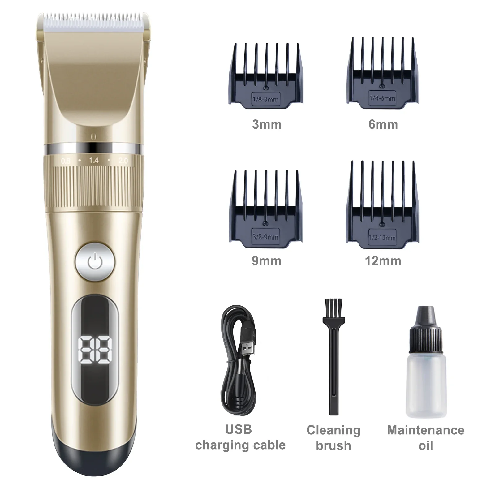 100-240V Waterproof Professional Balding Hair clipper Electric Hair Trimmer Hair cutting Machine 0.1mm Steel Blade Beard trimer