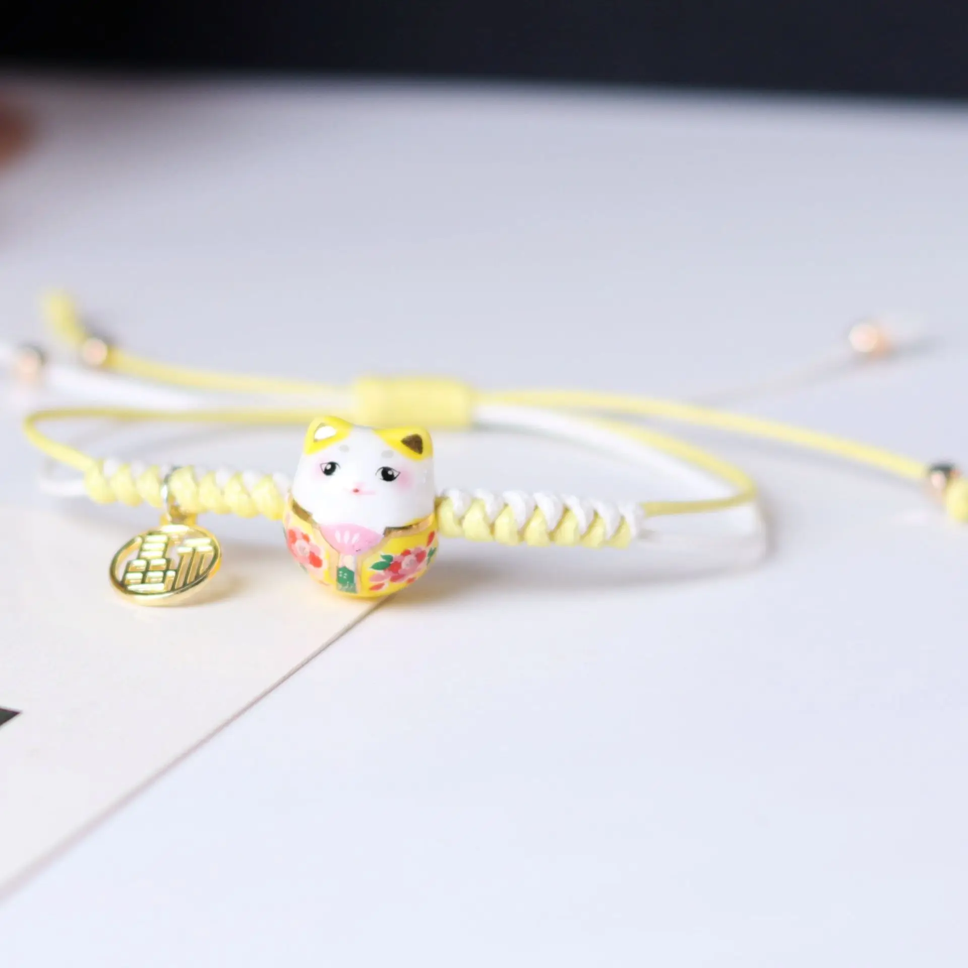 red rope student braided bracelet fortune cat charm women bracelets beads fit european bracelet