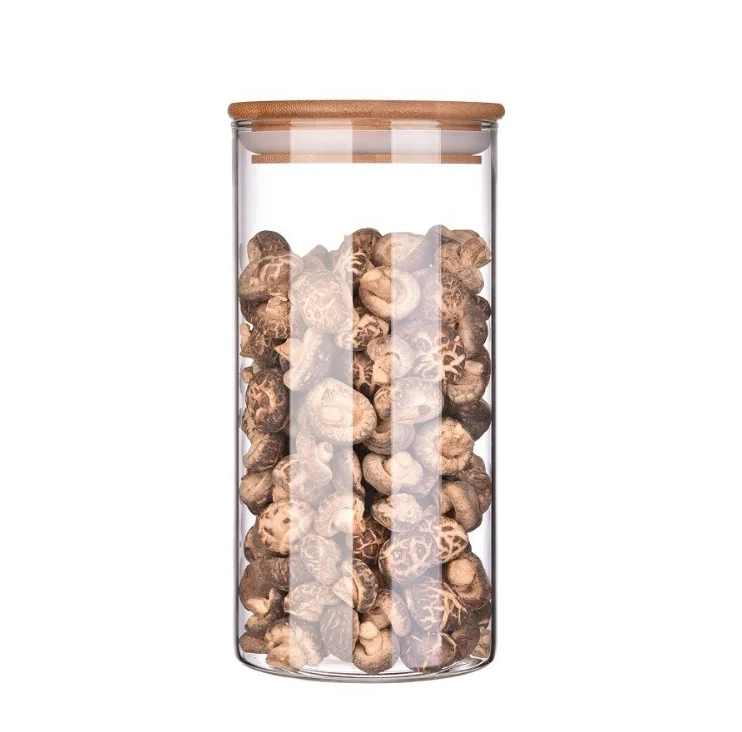 Popular Widely used Kitchen multigrain storage glass jar  with bamboo lid