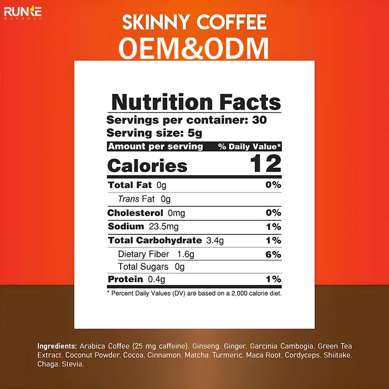 Manufacture Supply  Fat Burn Coffee Powder Immune Support Boost Metabolism Suppress Appetite Reduces Bloating Slimming Coffee