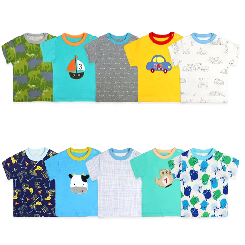 
Wholesale cheap infant clothes kids short sleeve newborn baby cotton boys girls t shirt 5-piece 