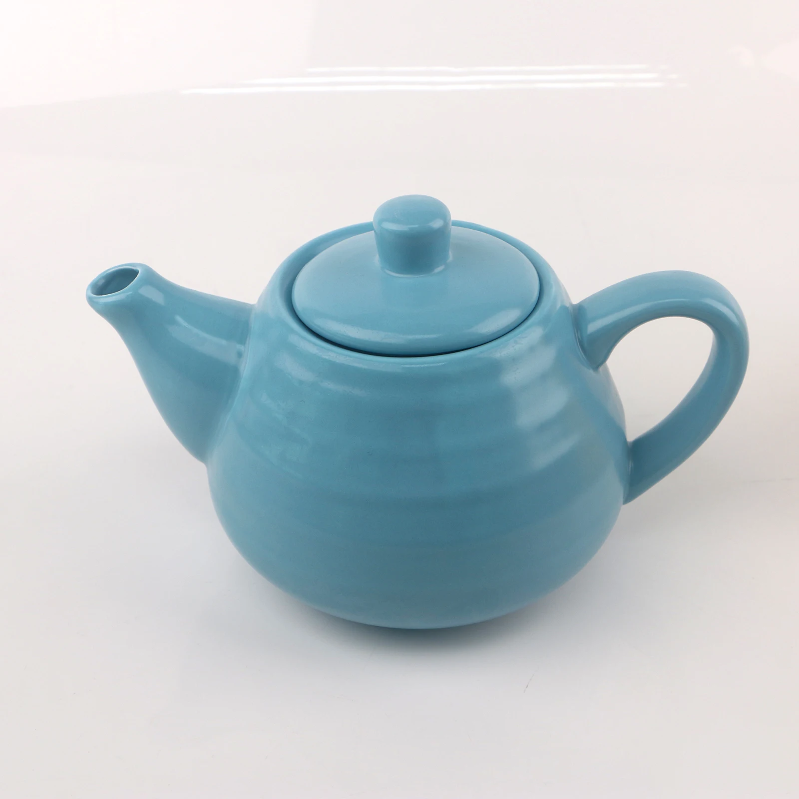 Wholesale Modern Design Handle Ceramic matte colorful glazed Stripes Tea Pot