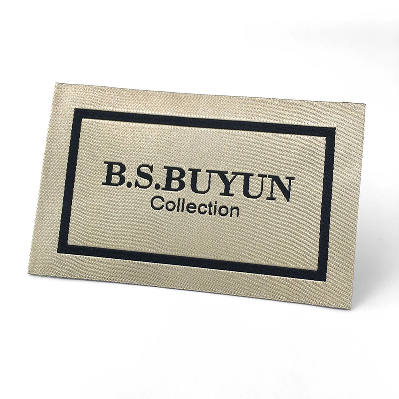 
High Density Custom Luxury Necktag Premium Glossy Shiny Thread Neck Tag Woven Label For Coats 
