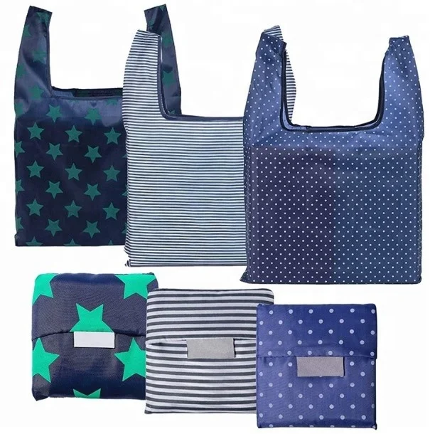 
Promotional foldable eco-friendly shopping bag nylon waterproof tote pouch handbag reusable grocery storage bag 