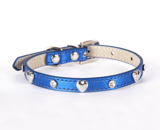 Многоцветный ошейник для собак из искусственной кожи с бусинами и сердцем