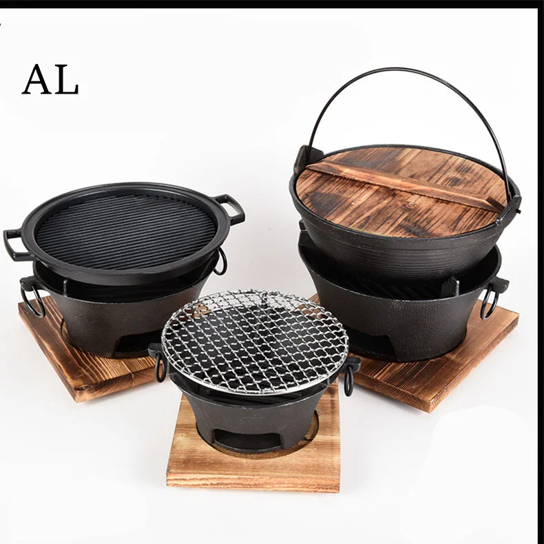Outdoor camping stove cooking tea heating stove cast iron carbon stove camping charcoal barbecue grill barbecue pot carbon oven