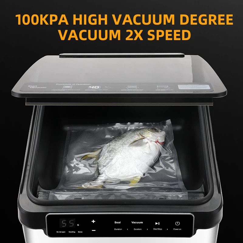 QH-QS03  Automatic  Commercial vacuum machine Chamber Vacuum Food Sealer Machine Vaccum sealer Packaging High Boron glass Multi-