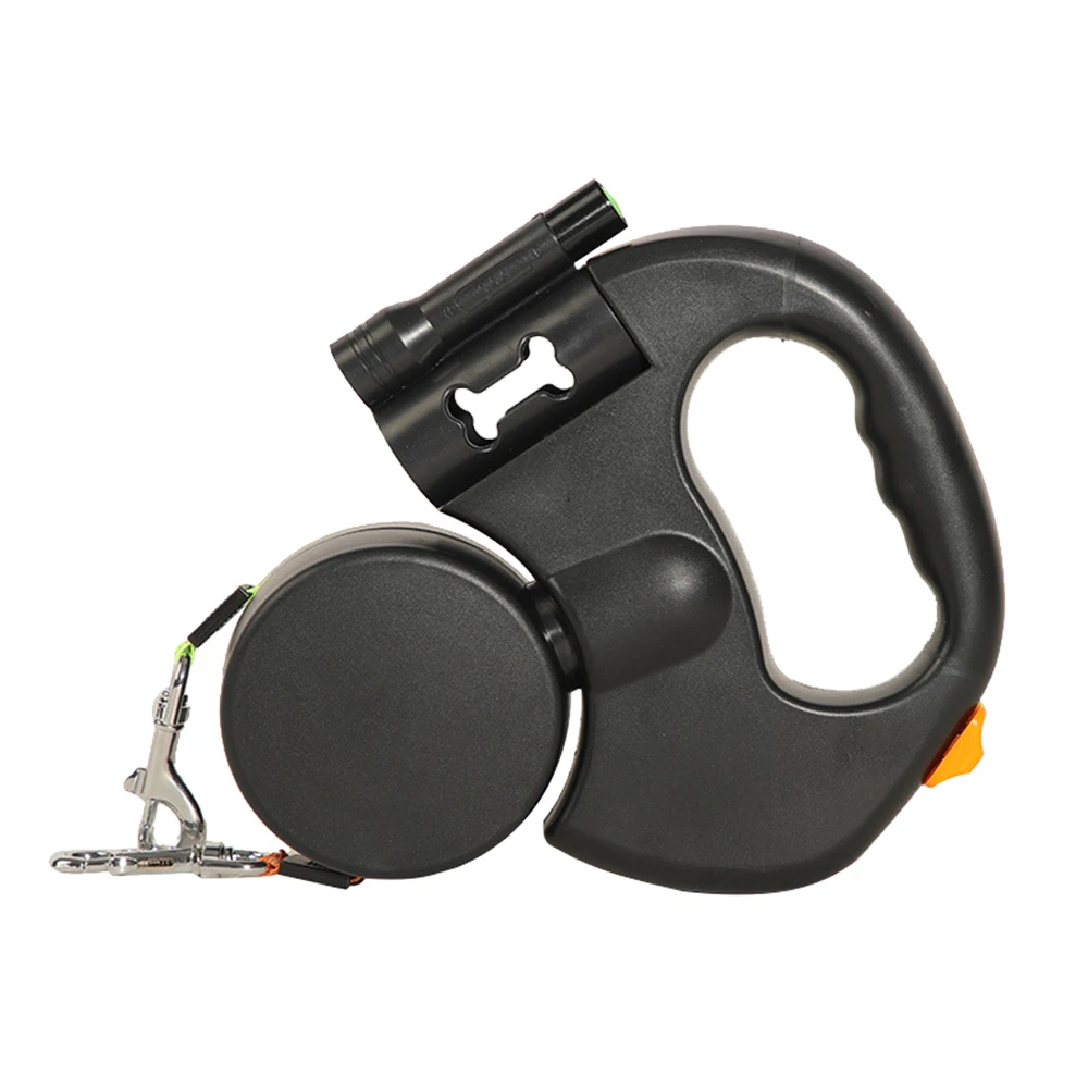3 in 1 Portable Automatically Retractable Dog Leash Double-headed LED Pet Traction Leash With Poop Bag Dispenser