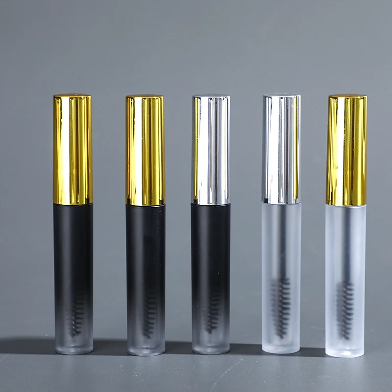 New Product Customized Logo Container PET Matt Black Empty Round Eyeliner Tube Mascara Tube 10ml
