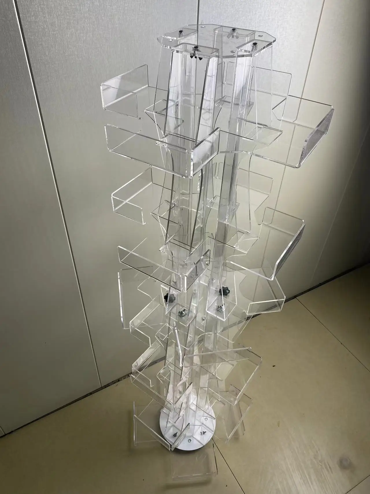 Customizable acrylic white organizer base countertop LED around acrylic knife collection display