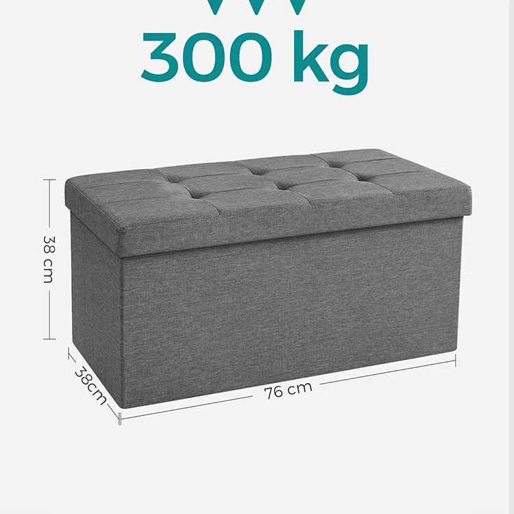 Fabric Storage Bench Long Seat Home Space Saving Ottoman Foldable Stool Living Room Shoe Stool Storage Stool Ottoman