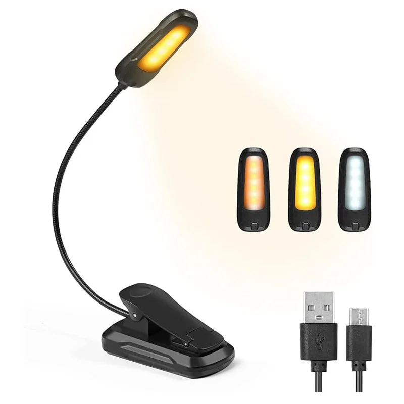 Mini USB Rechargeable Book Light Desk Lamp Flexible Clip LED Read Light For Reading in Bed