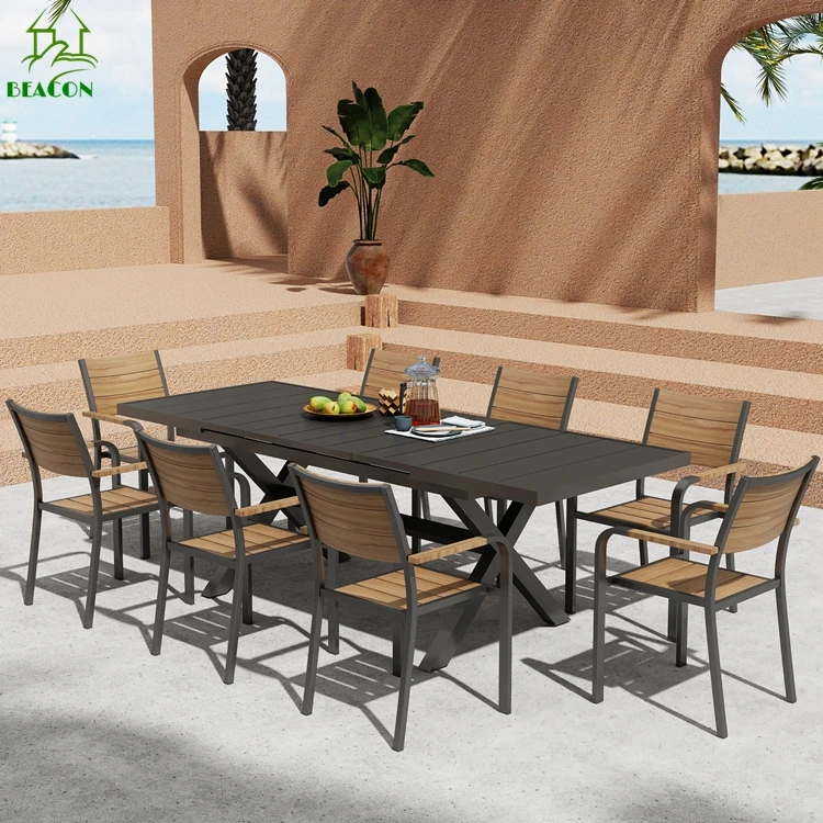 Garden Aluminum Dinning Table Set Extendable 8 Seater Balcony Furniture Outdoor Dining Table and Chair Set for Patio