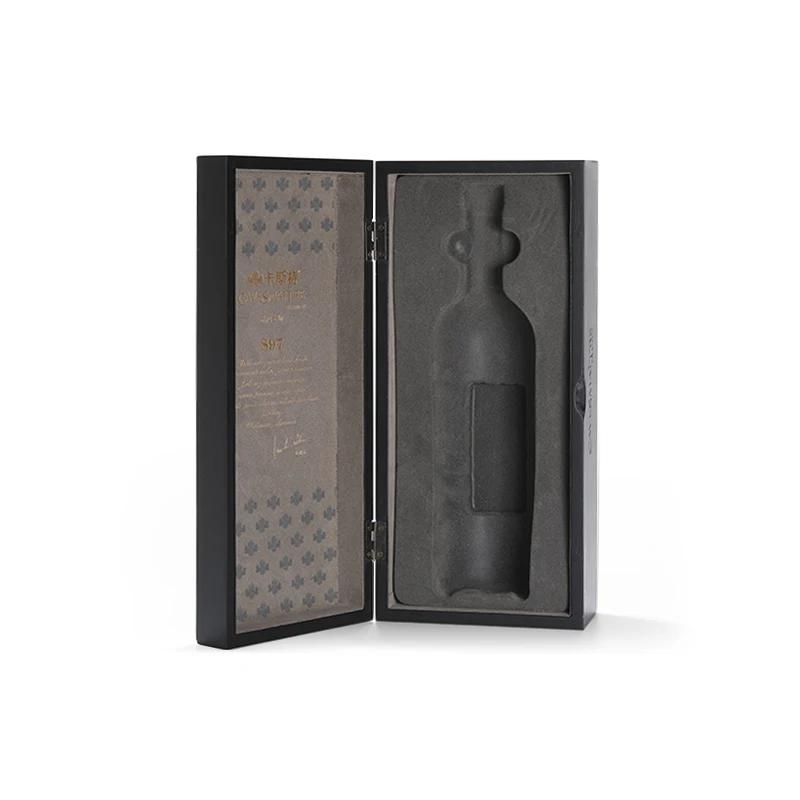 Wholesale Cheap custom single bottle natural black wooden red wine gift box with sliding lid