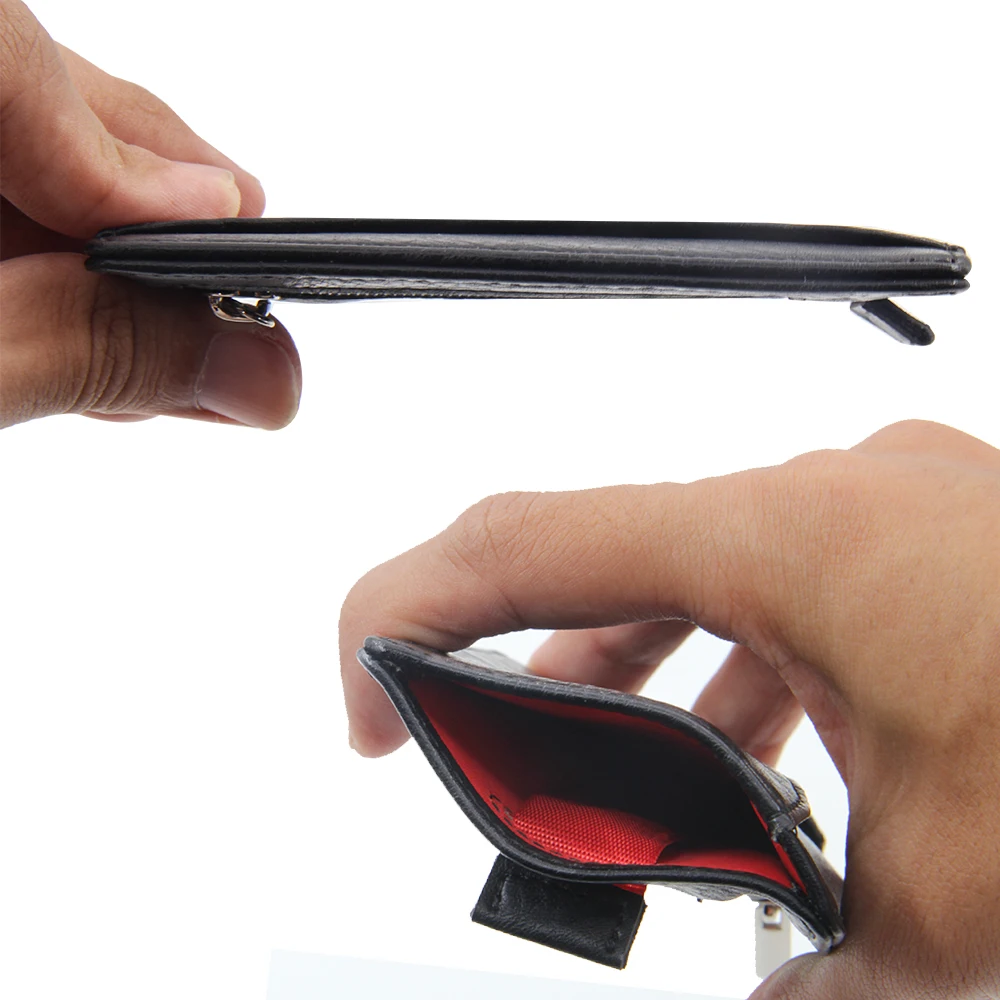 Custom leather business card holder wallet credit card holder genuine leather smart rfid card holder