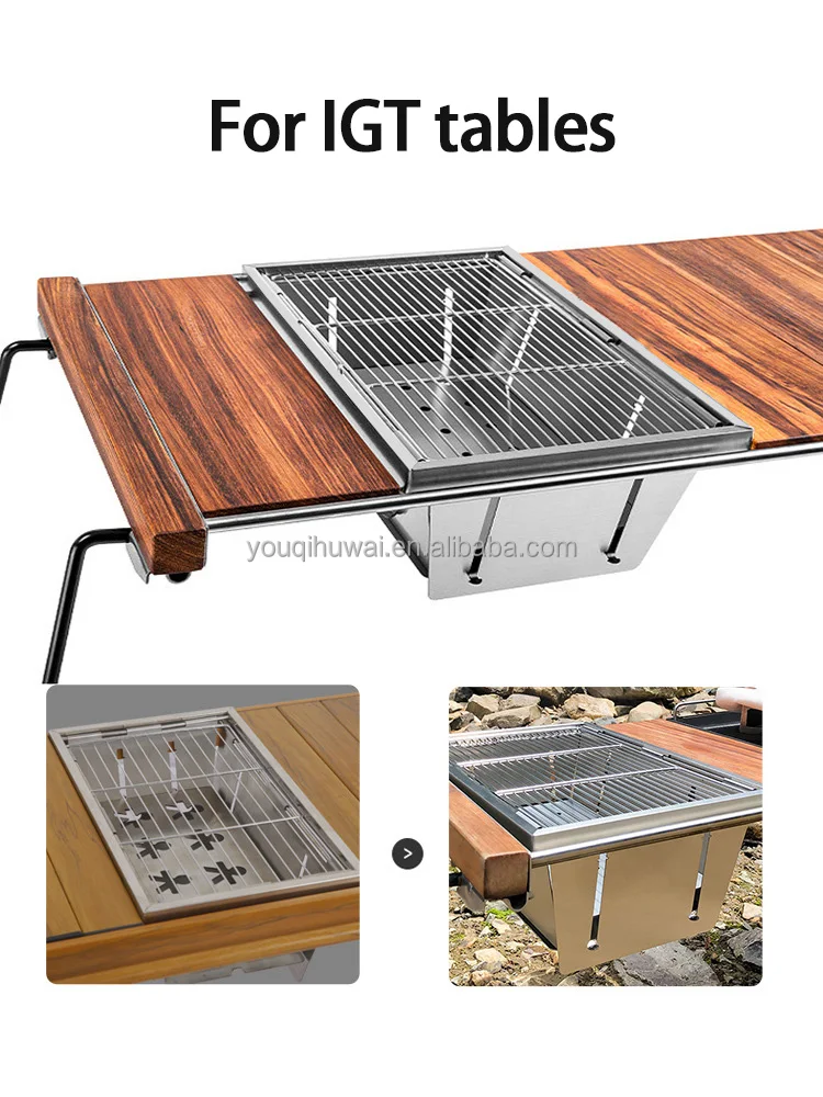 IGT Outdoor Camping Folding 304 Stainless Steel Charcoal Picnic Bbq Grill