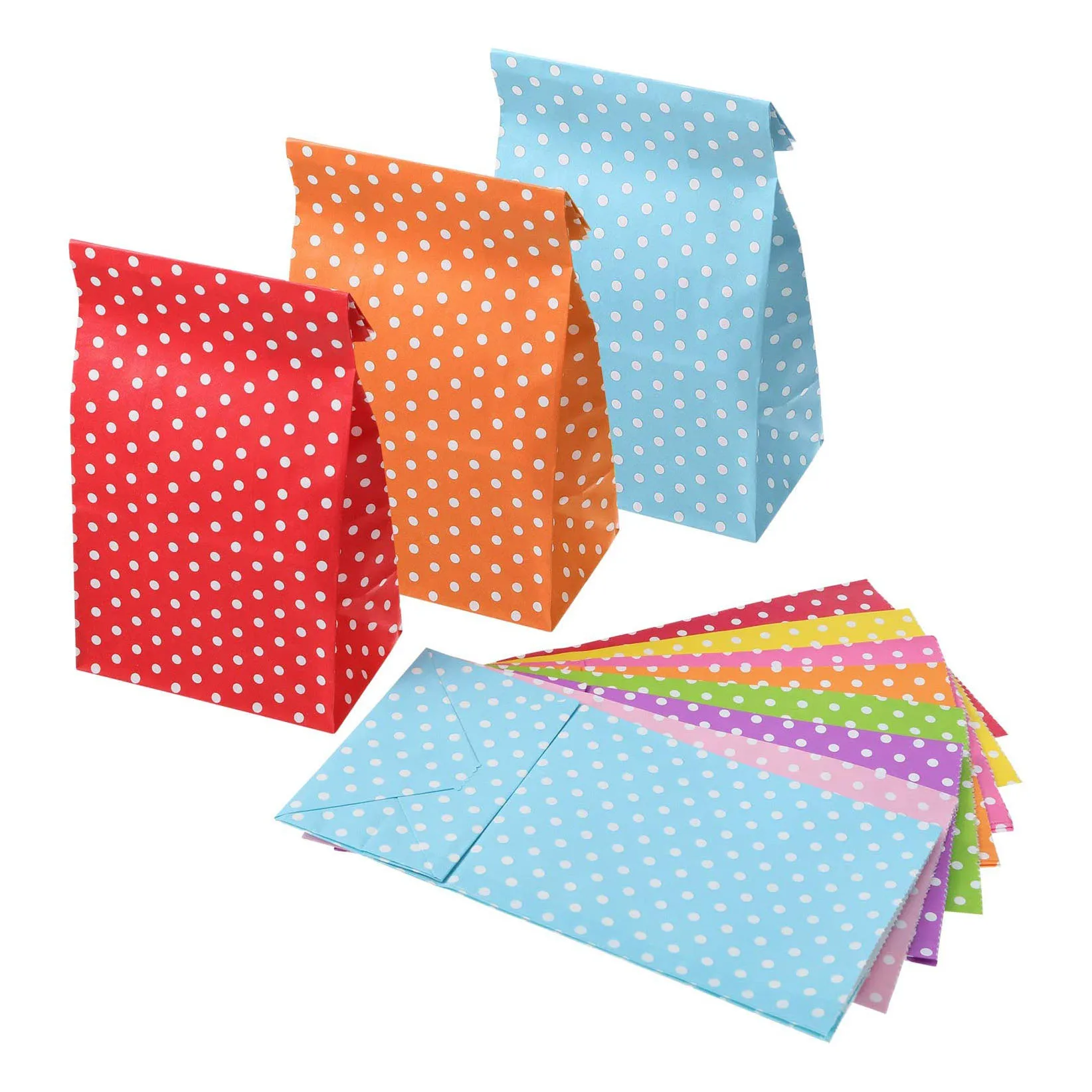 Eco Fancy Folding Seal Candy Custom Spot Small Mini Colorful Red Blue Green White Kraft Paper Pouch Giveaway Bags