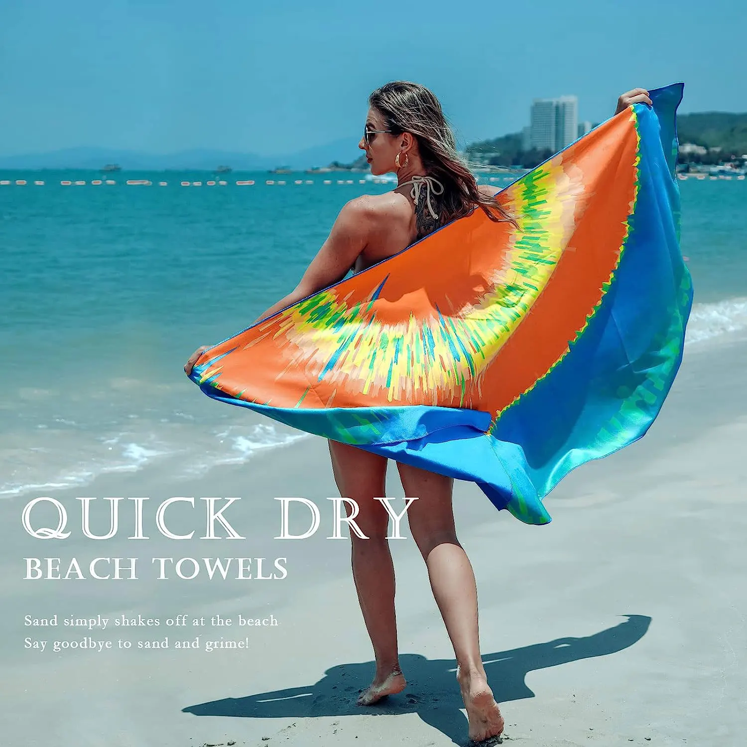 Wholesale Digital Sublimation Printed Beach Gym Sand Free Microfiber Recycled Super Large Rectangle Beach Towel With Logo Custom