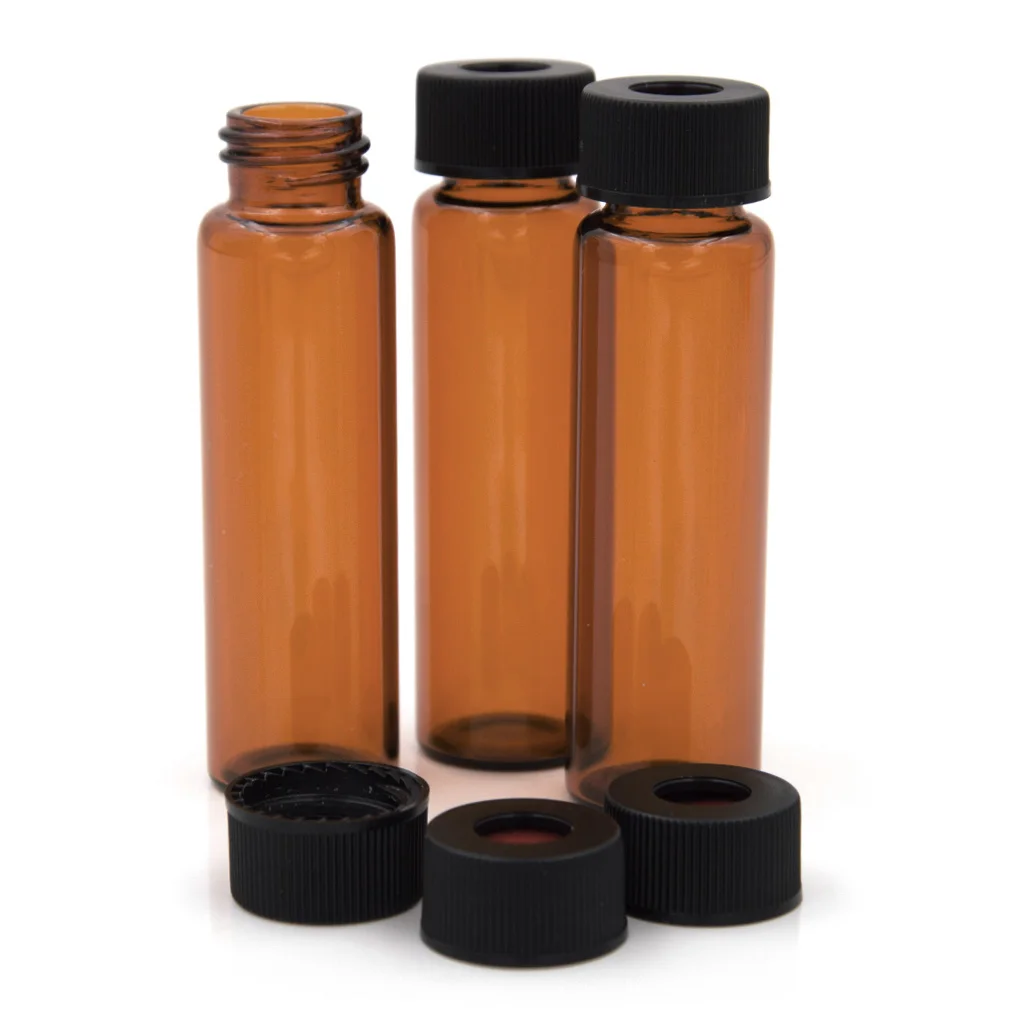 Laboratory tests 8ml 12ml vial clear glass sample vials with 15-425 screw cap lab storage chemical reagents clear bottles