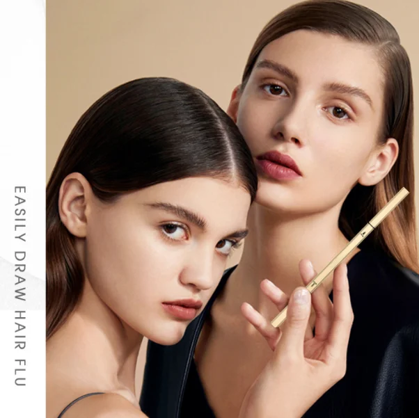 Матовая Золотая текстура с логотипом на заказ, фирменная торговая марка, водостойкий тонкий косметический карандаш для бровей