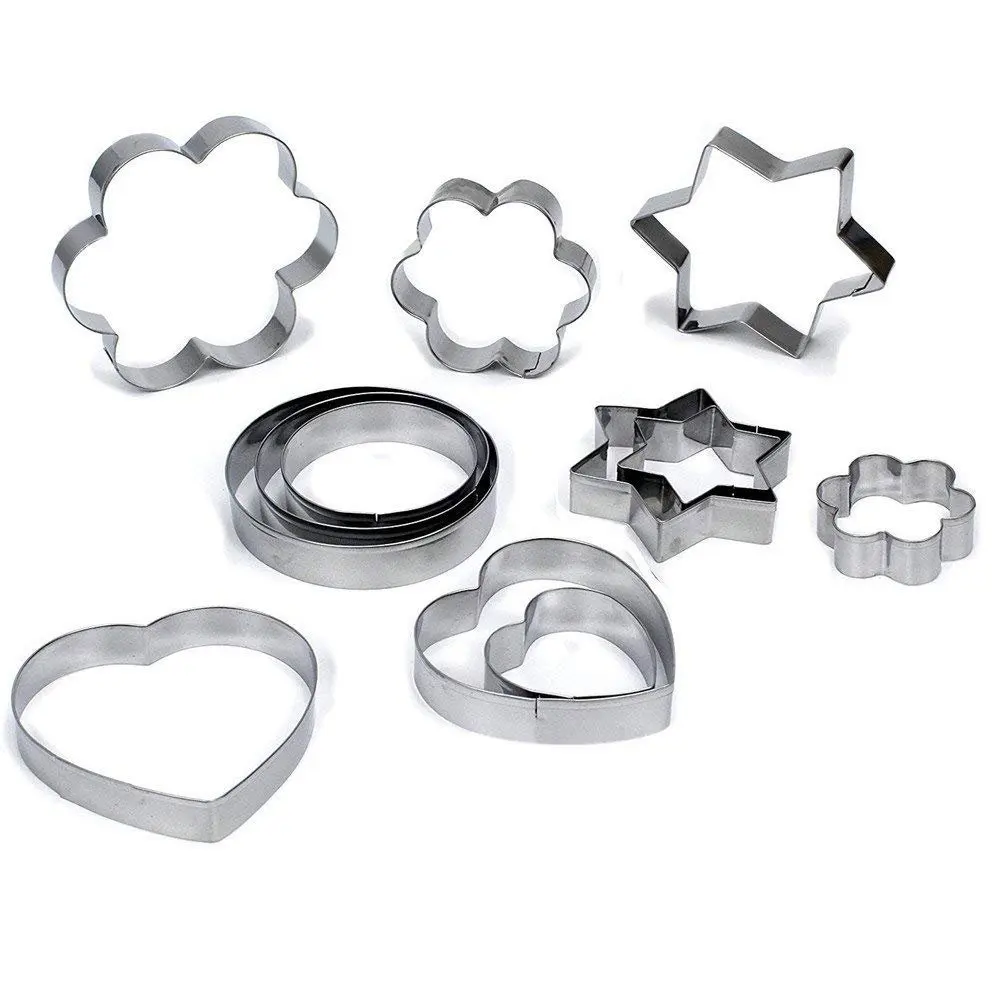 
12pcs/set Cookie Cutter Mold Metal Biscuit Cutters Set Stainless Steel Fondant Cake Mousse Mold DIY Baking Decoration Tool 