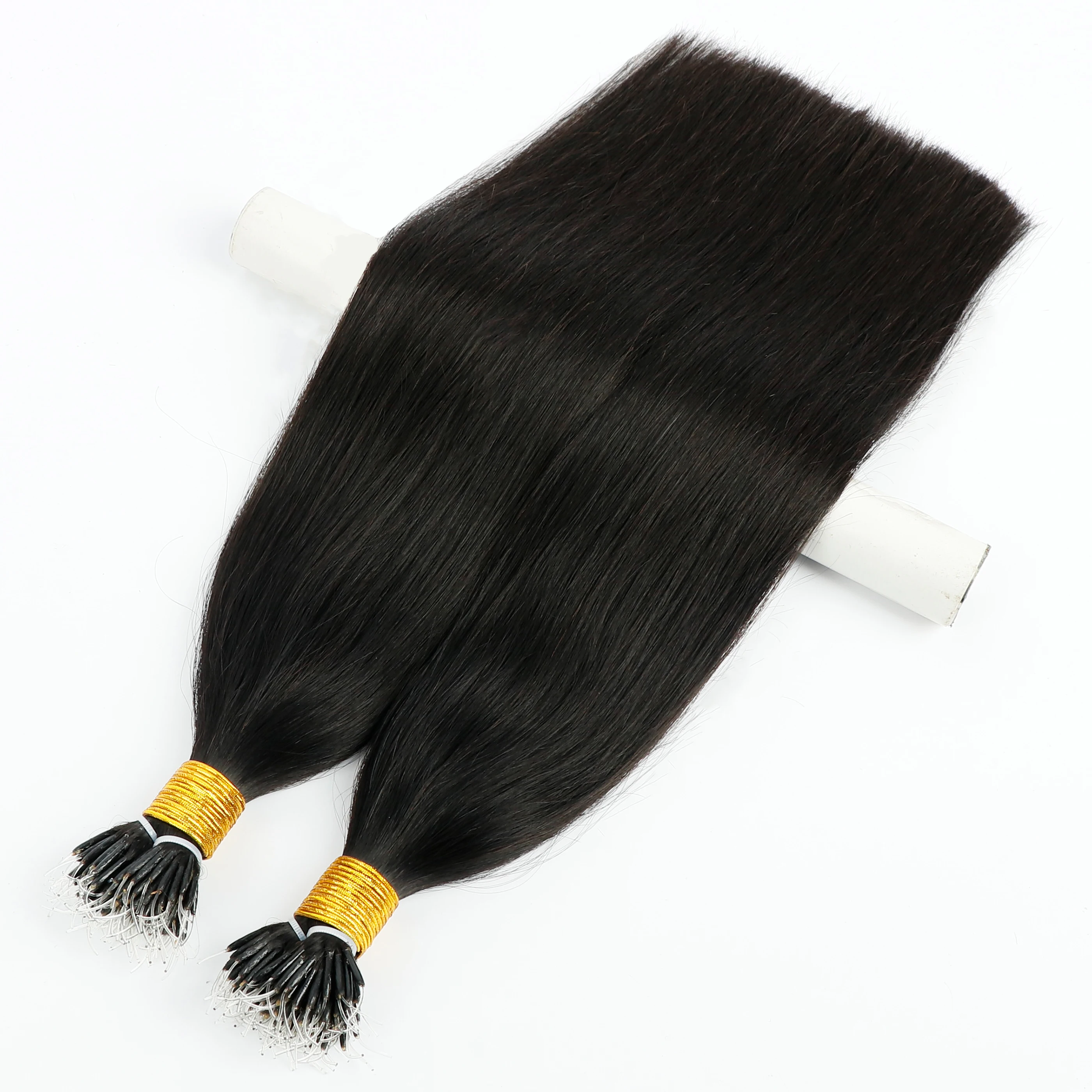 Wholesale Indian Virgin Remy Human Hair Nano Ring Straight Double Drawn Plastic I Tip Hair Extension