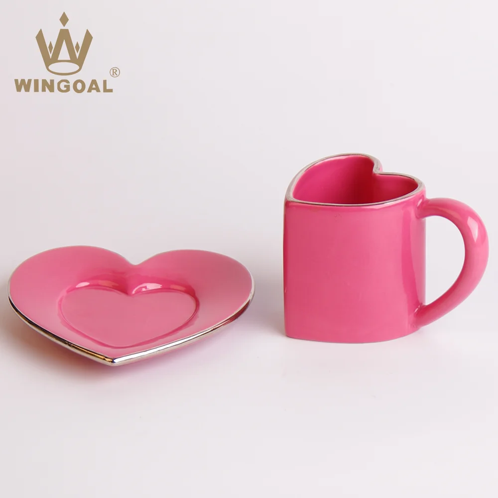 Ceramic heart shape coffee mug