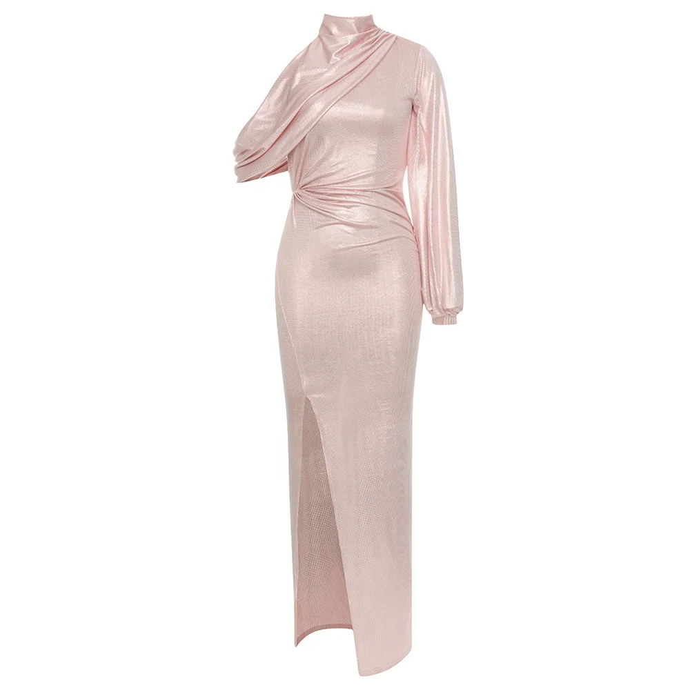 new women sexy birthday party pink evening dress sexy nude beautiful woman evening dresses women long