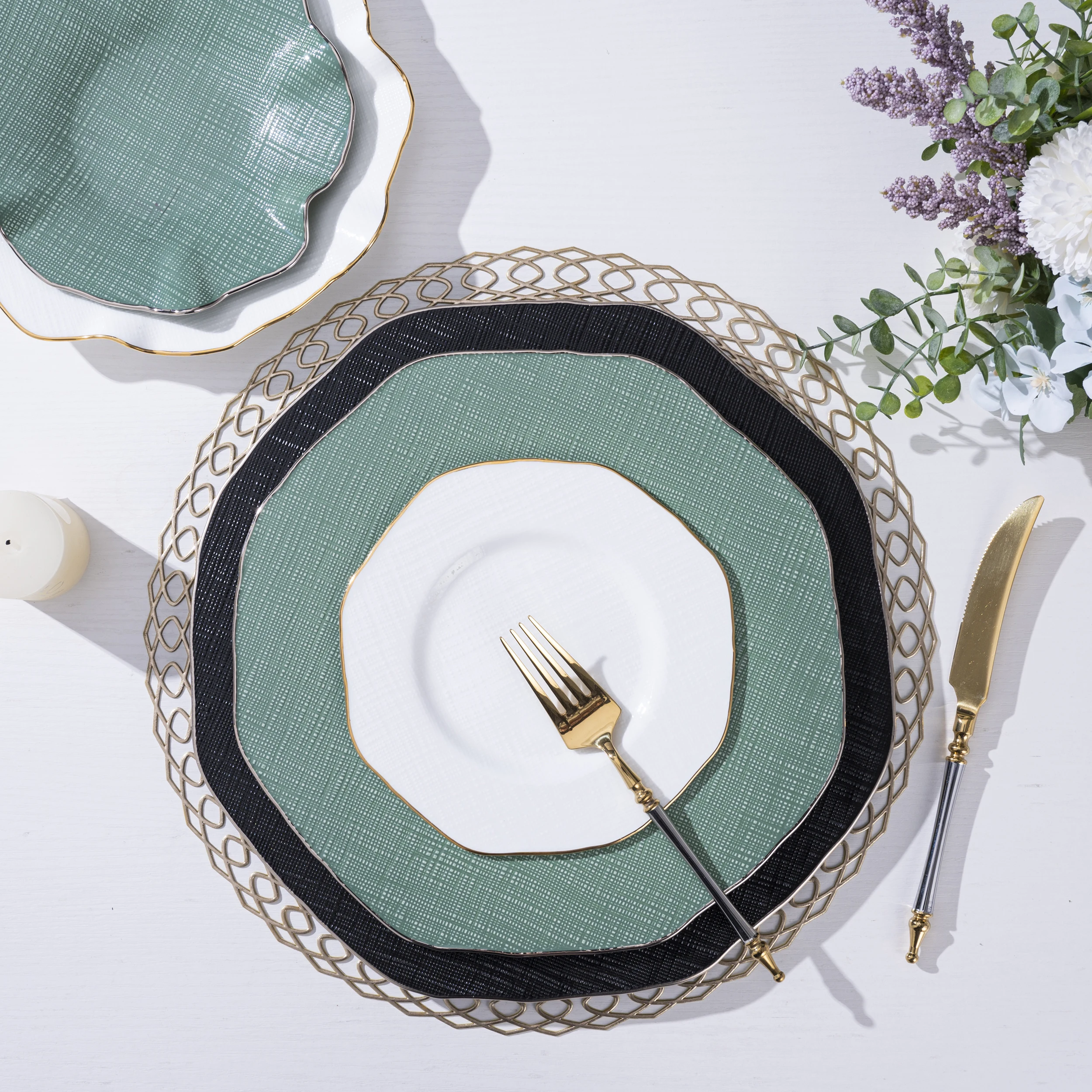 PITO Modern Luxury Ceramic Fine Bone China  Wedding Party Christmas Porcelain Plate Ceramic Dinner Plates Dishes