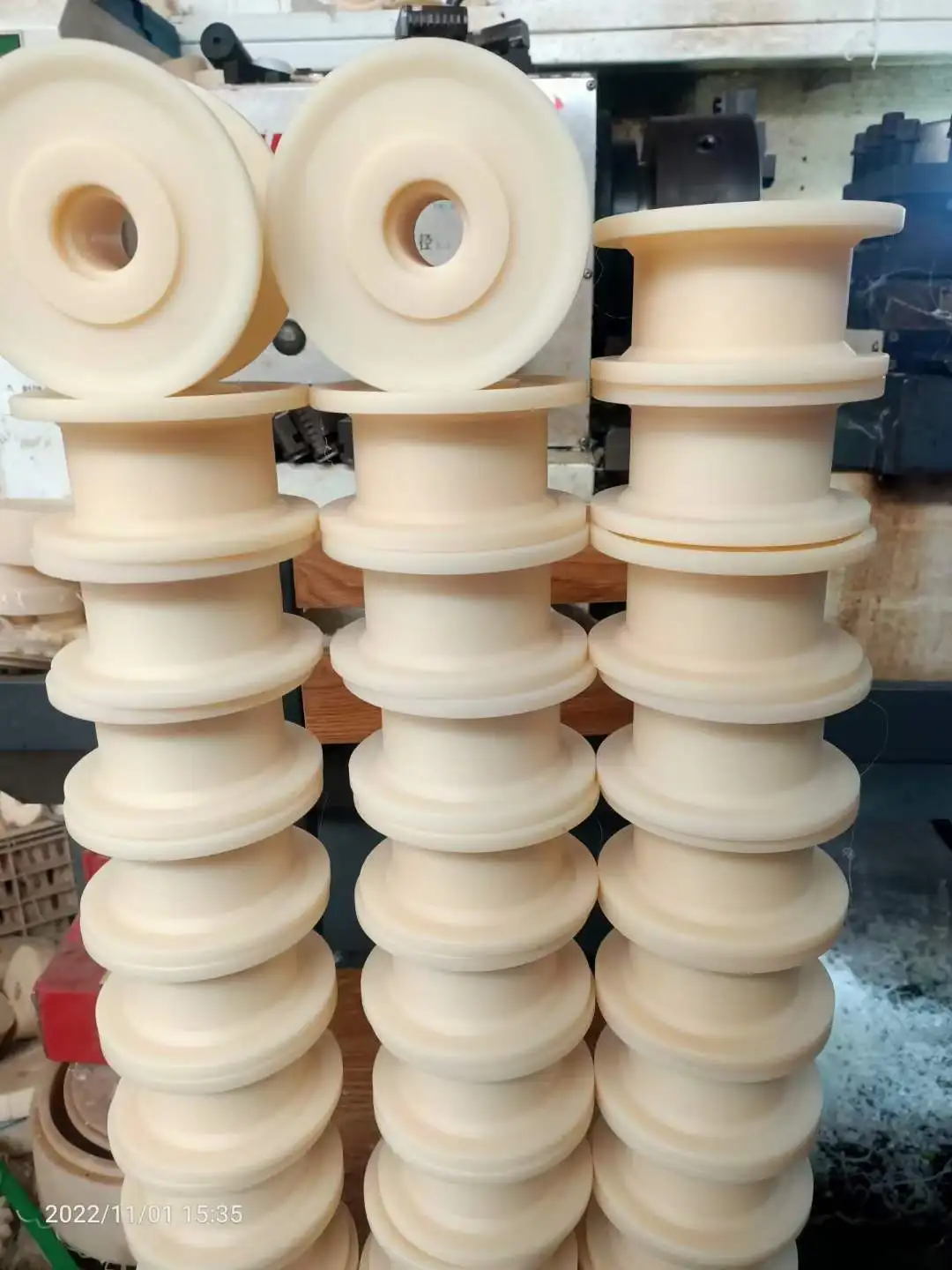 Custom Hard Plastic double flange Nylon wheels PP wheel Peek roller wheel