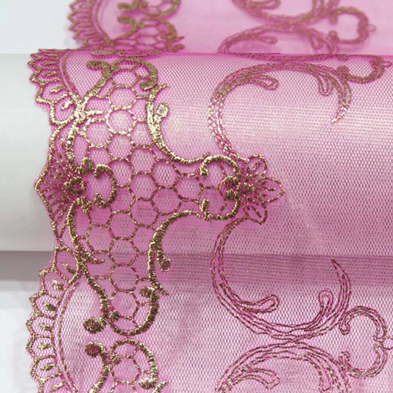 Embroidery lace bronzing mesh bottom 3D embroidery curtain lace trim