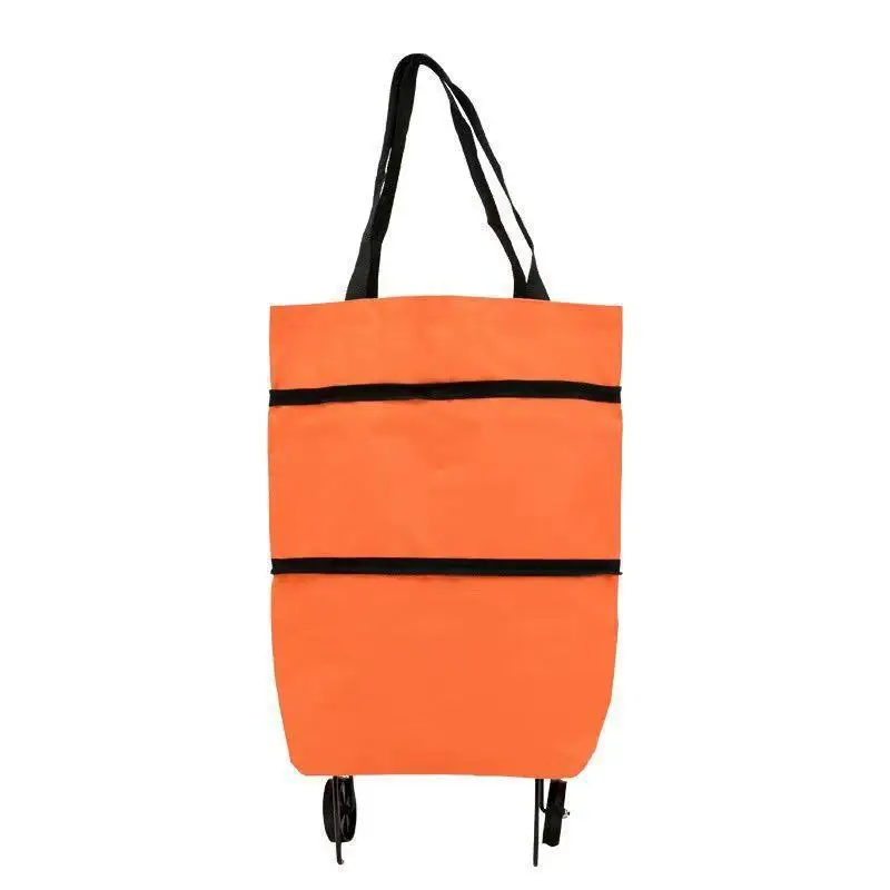 Oxford Cloth Multifunctional Foldable Portable Shopping Cart With Wheels Detachable Supermarket Travel Daily Storage Bag