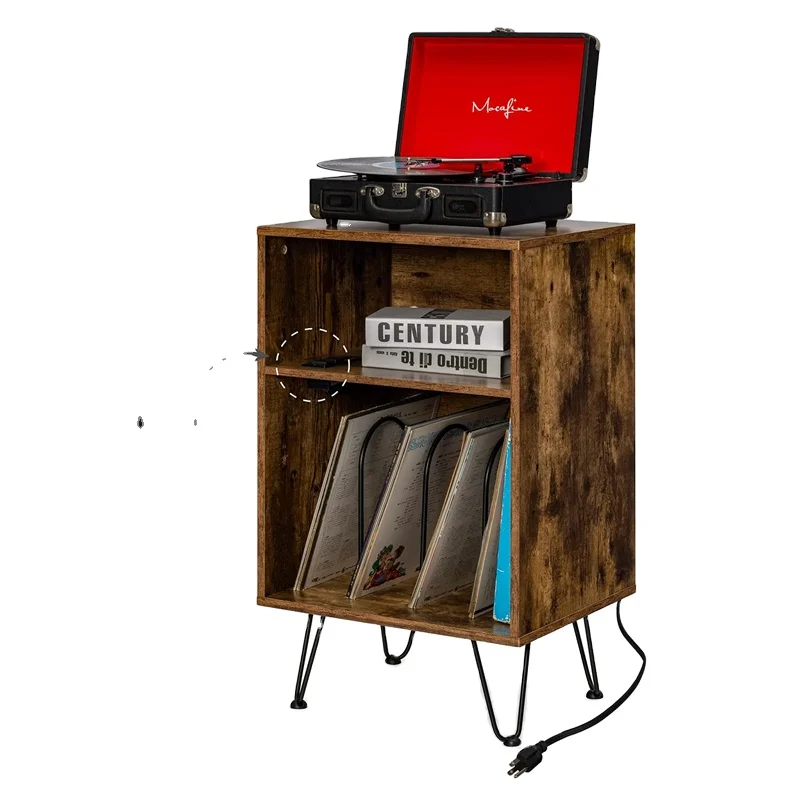 Manufacturer OEM Curved Black Metal Display Stand with Dividers Storage Up to 180 LP 2-Tiers Metal Vinyl Record Holder