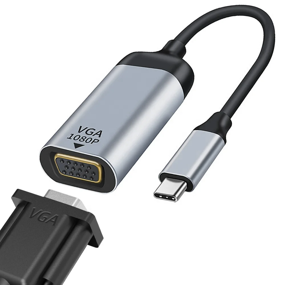 USB-C to D-Sub HD Video Adapter 1080P@60Hz for Type C Cell Phone Tablet Laptop Vga DB15P Short Cable Converter