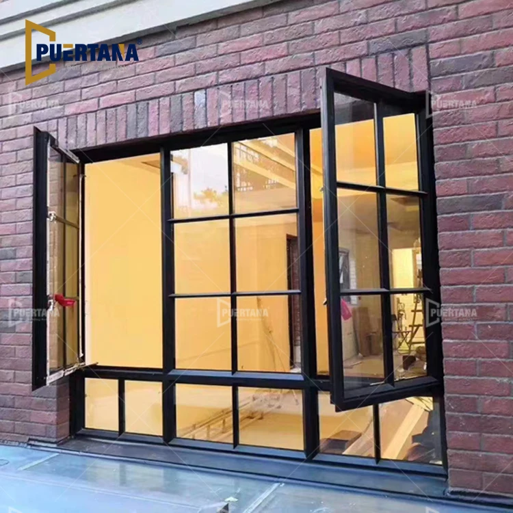 NFRC America Standard USA Thermal Break Aluminum Steel Look Tempered Glass Steel Window Crittall Aluminium Window