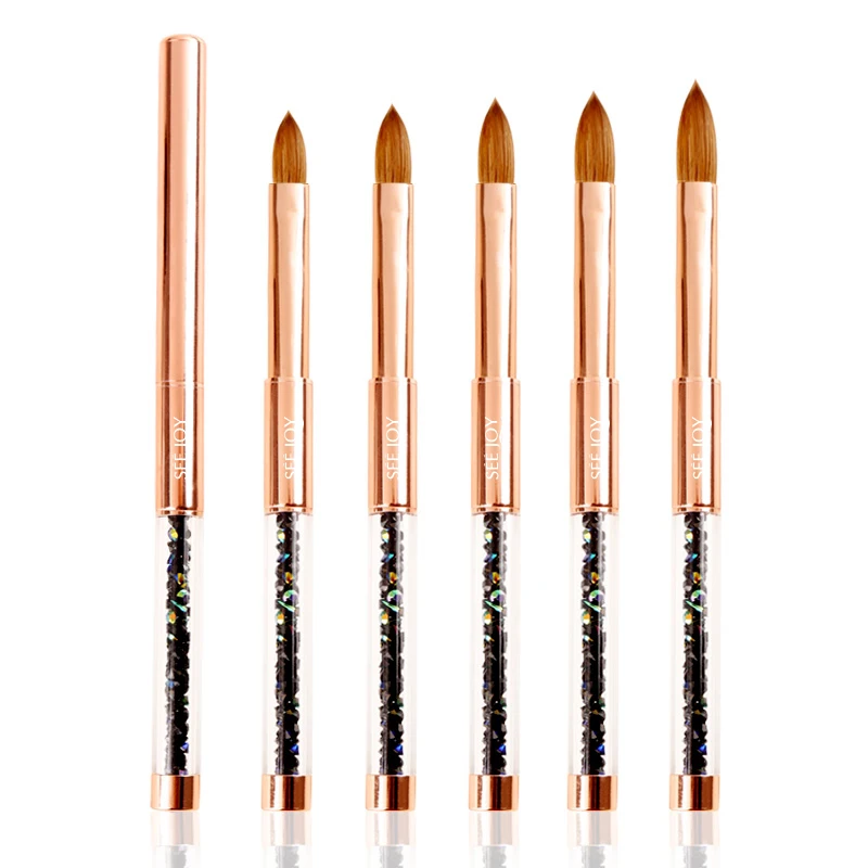 Полноразмерные кисти для дизайна ногтей с пользовательским логотипом 100% Kolinsky, акриловая кисть для дизайна ногтей