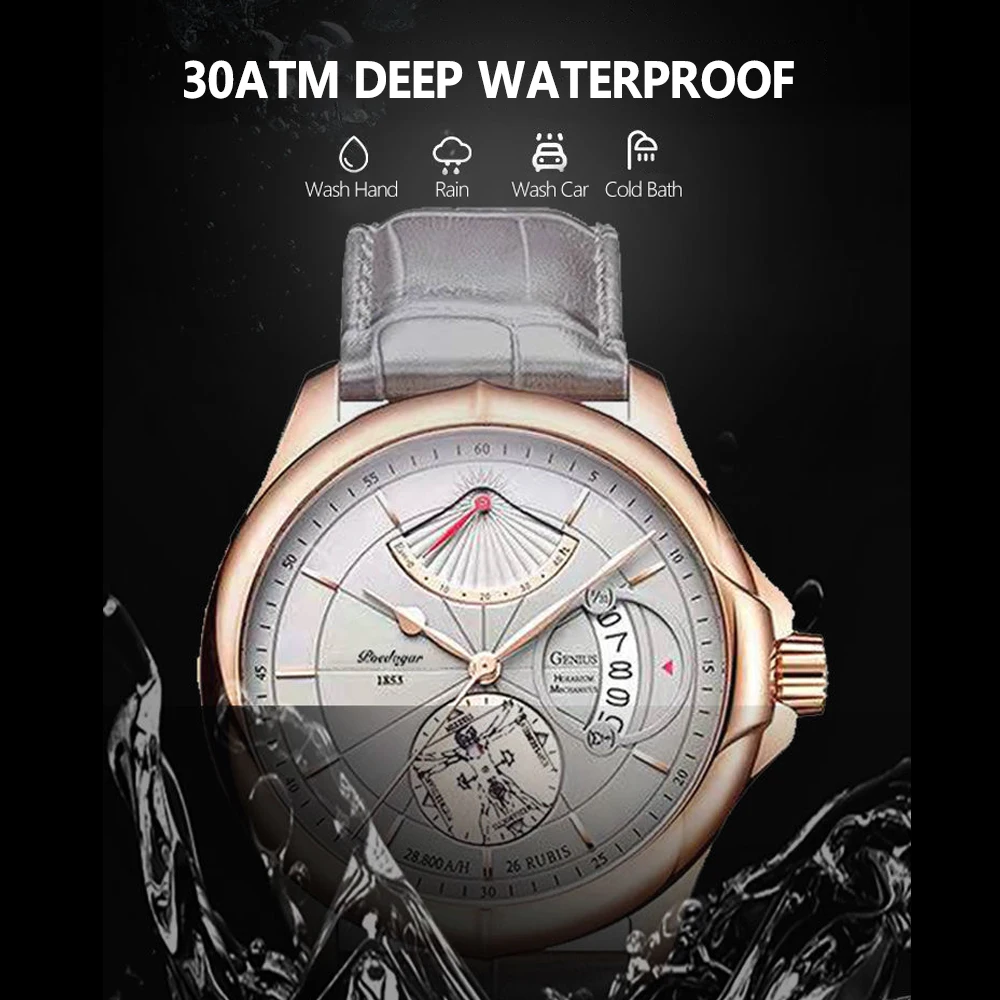 Poedagar 802 Cheap Hot Selling Fashion Men Watch Custom Logo Small OEM Waterproof Date Leather Wristwatch