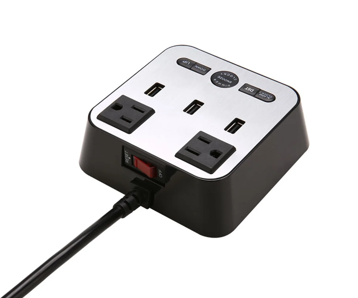 
DC03 table USB outlet socket alarm digital LED clock 