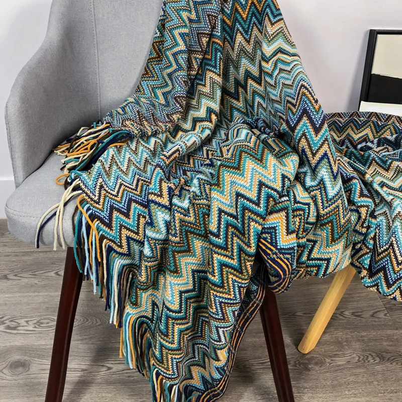 Geometric Pattern Outdoor Throw Blanket Sofa Covers  Home Dust Cover Air Conditioning Blankets