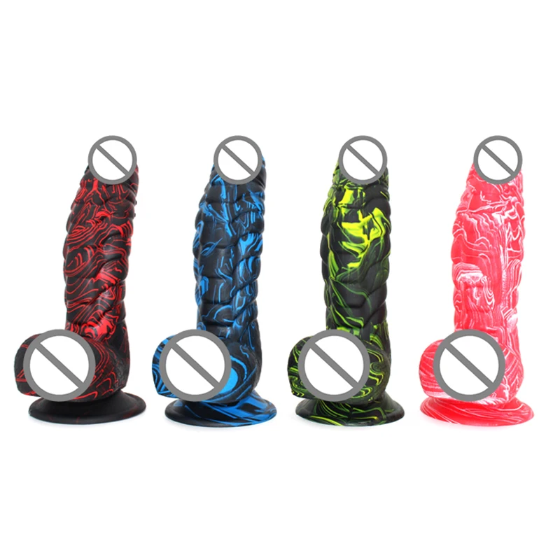 2021 Hot sale Mixed color Realistic Silicone Dildo Vaginal G-Spot Armor Dildo with Suction Cup