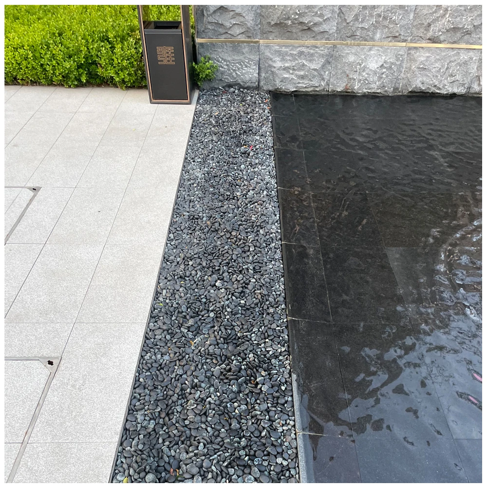 Polished Small Flat Black Washed River Garden Pebbles Stone