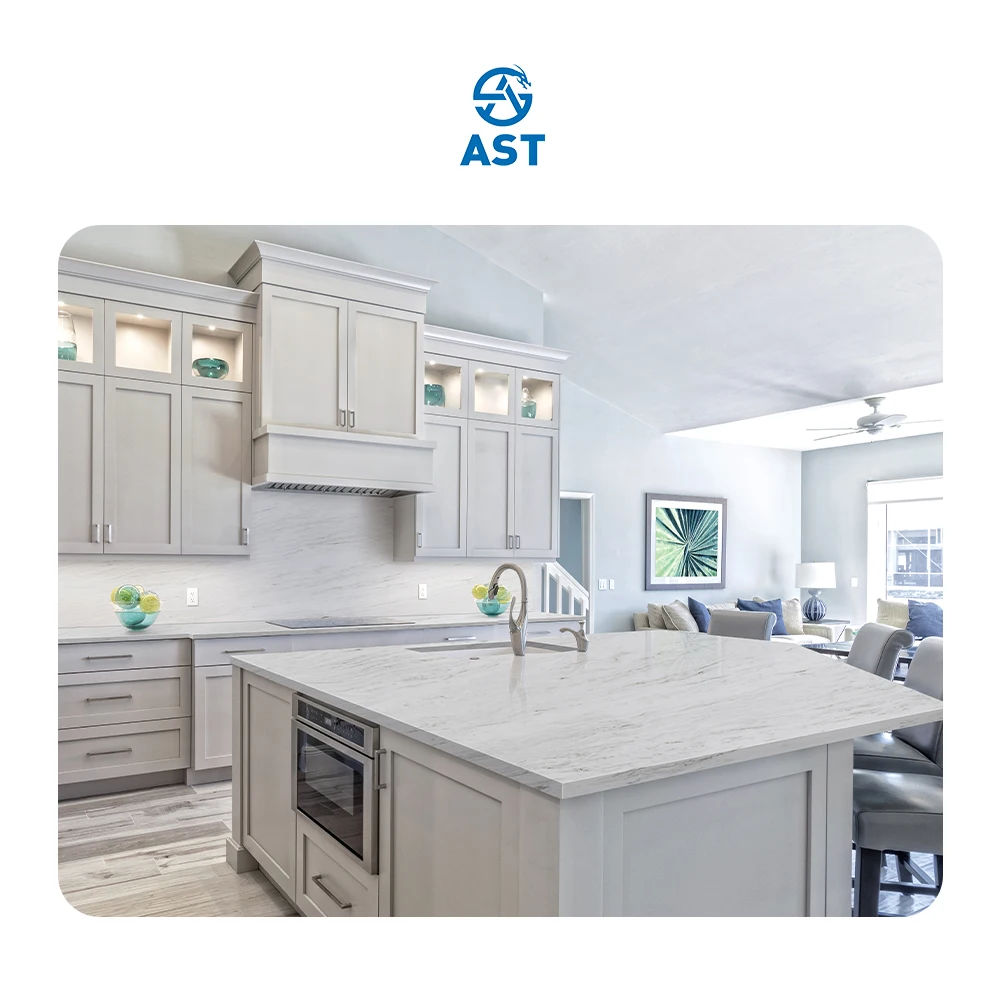 AST OME/ODM Artificial Stone polished surface 5099 Mont Blanc quartz Stone Slab tiles Quartz vanity tops for countertops